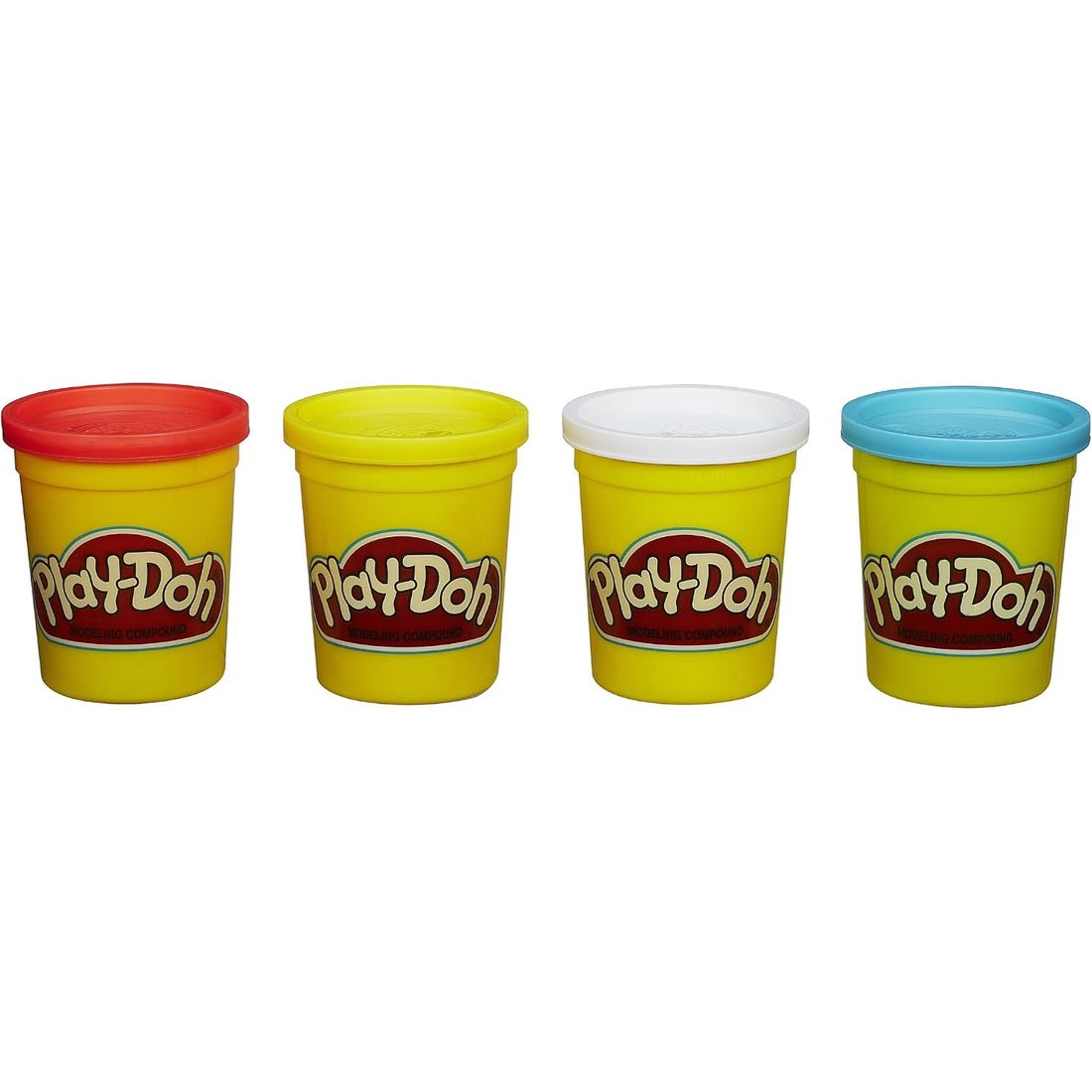 Play-Doh 4-Pack of Colors, Red, Yellow, White and Blue