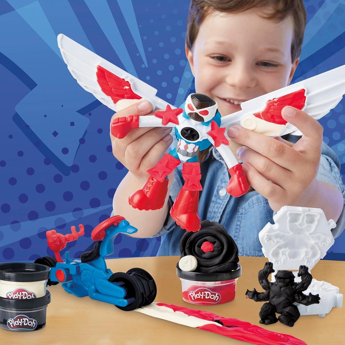 Play-Doh Marvel Captain America Moto-Slicer Playset, view 6